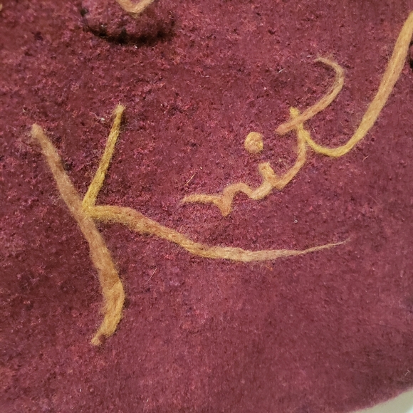 Felted Knit Tote Bag Plum Purple Yellow - Picture 5 of 8